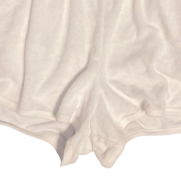 PINK Victoria’s Secret White Terry Cloth Pull On Logo Shorts Medium - Picture 5 of 7